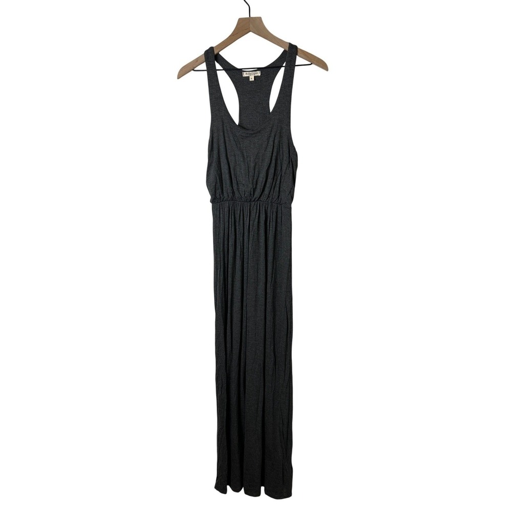 Rolla Coster Womens Jersey Maxi Dress Charcoal Gray Size S Racerback Minimalist